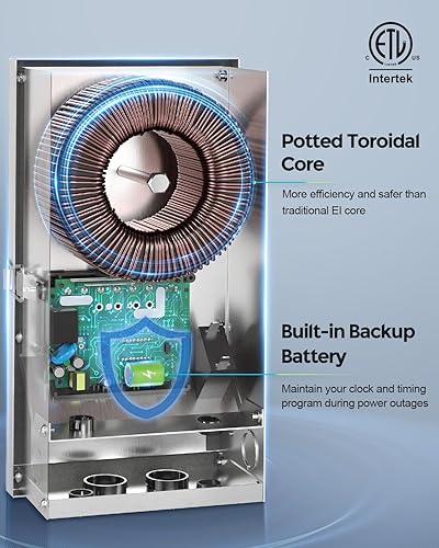 Vista 3 de SURAIELEC Transformador de paisaje de 300 W (12 V/15 V AC), transformadores de bajo voltaje para exteriores para iluminación de paisajes, sensor