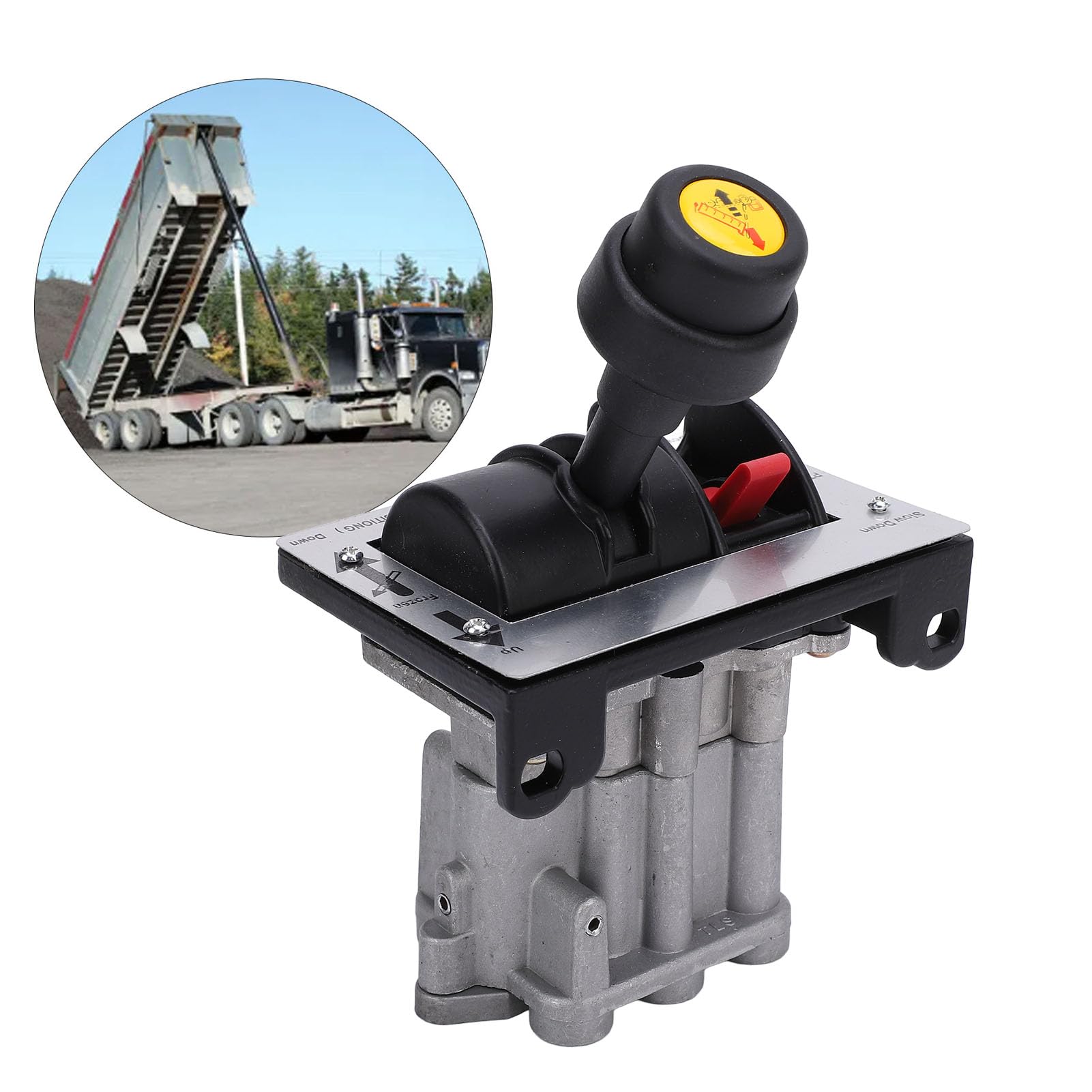 6 Hole 4 Gear Dump Truck Control Valve, Slow Drop Function Proportional Switch for Hydraulic System, Easy Installation, Aluminum + Plastic, Remote Control