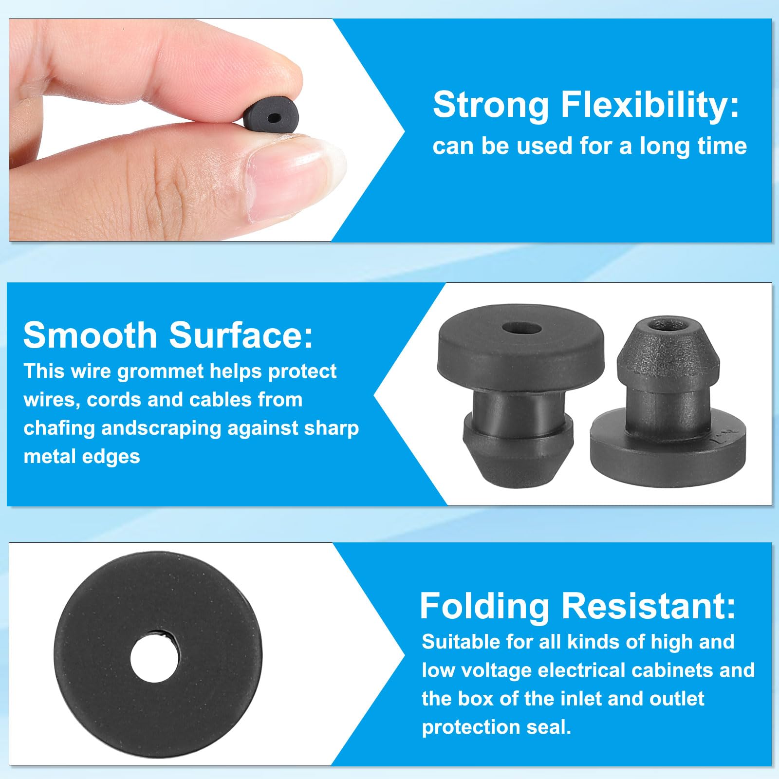 PATIKIL 5mm / 3/16 Inch Drill Hole,1/8 Inch ID Rubber Grommets - Image 3