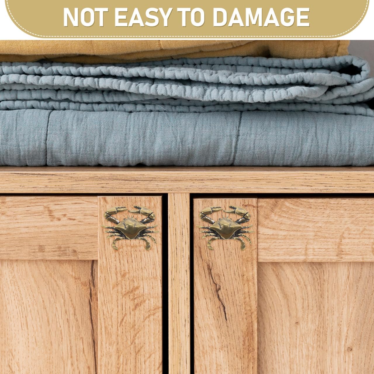 Cabilock Crab Cabinet Door Handles Nautical Drawer Pulls Coastal Beach Theme Ocean-Inspired Furniture Hardware for Bedroom Living Room 1.88X1.49X0.78In