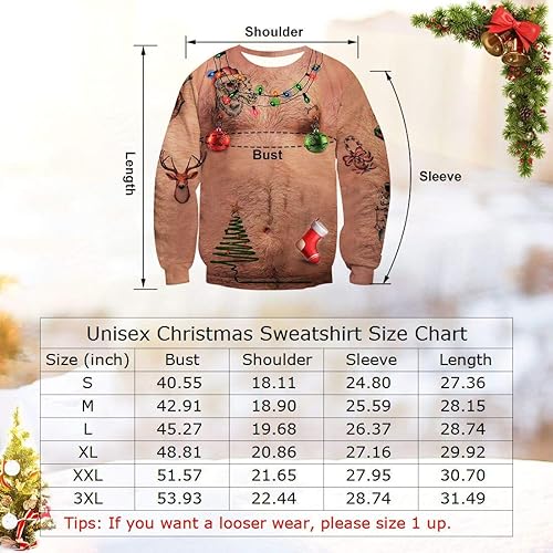 Miniatura 7 de Uideazone - Sudadera de manga larga para hombre y mujer, diseño de Navidad divertido y feísimo, con estampado gráfico digital en 3D