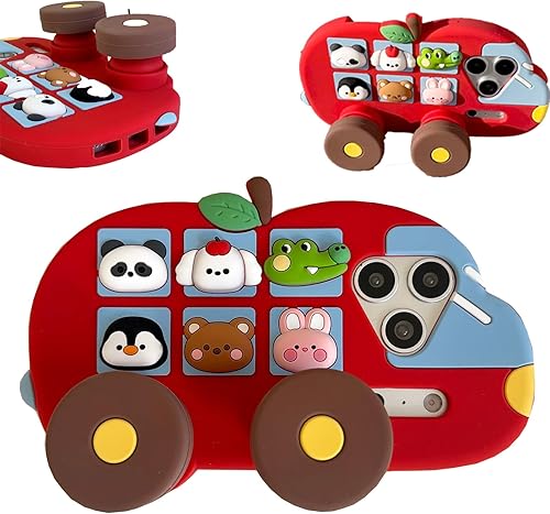 Funda de silicona suave compatible con iPhone 13 Pro Max, linda funda de dibujos animados 3D de animales de animales divertidos Kawaii para mujeres