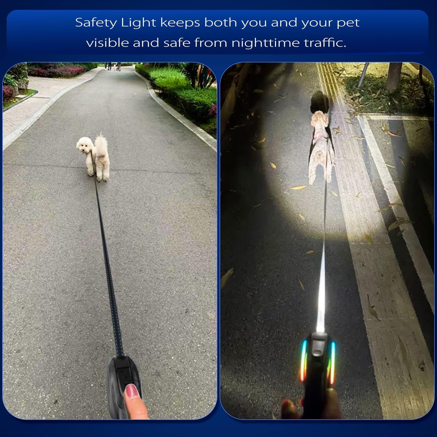Correa Retráctil para Perros Pequeños Y Medianos De hasta 45 Libras - Correa Retráctil De 16 Pies con Luz LED - Recargable, Sin Enredos