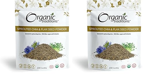 Miniatura 4 de Organic Traditions Chía germinada y semilla de lino en polvo orgánico chía y lino orgánico para superalimento sin OMG a base de plantas, bolsa de
