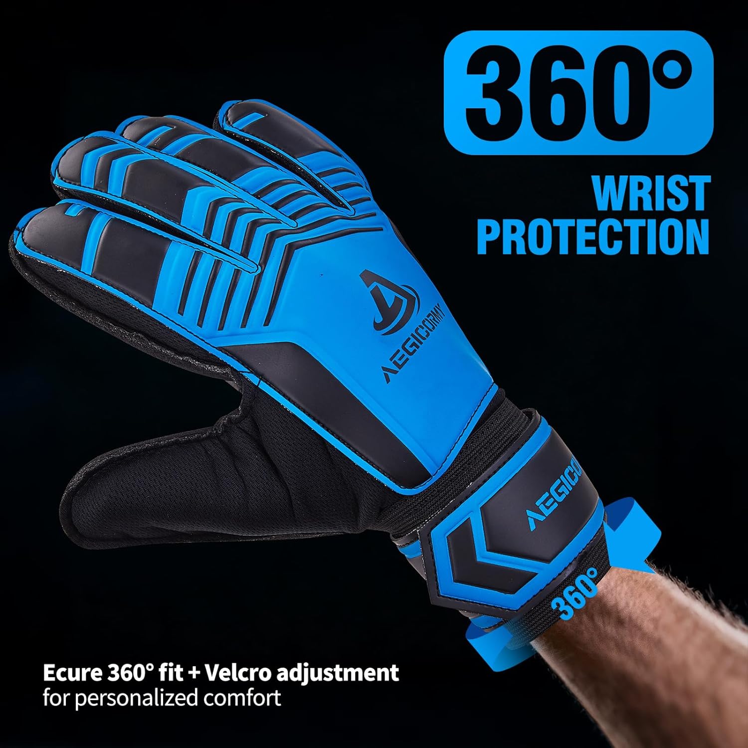 Goalie Goalkeeper Gloves with Finger Protection Breathable Soccer Gloves with Extra Grip, Unisex Youth and Adult, Black/Green, Sizes 5-10 - Image 5