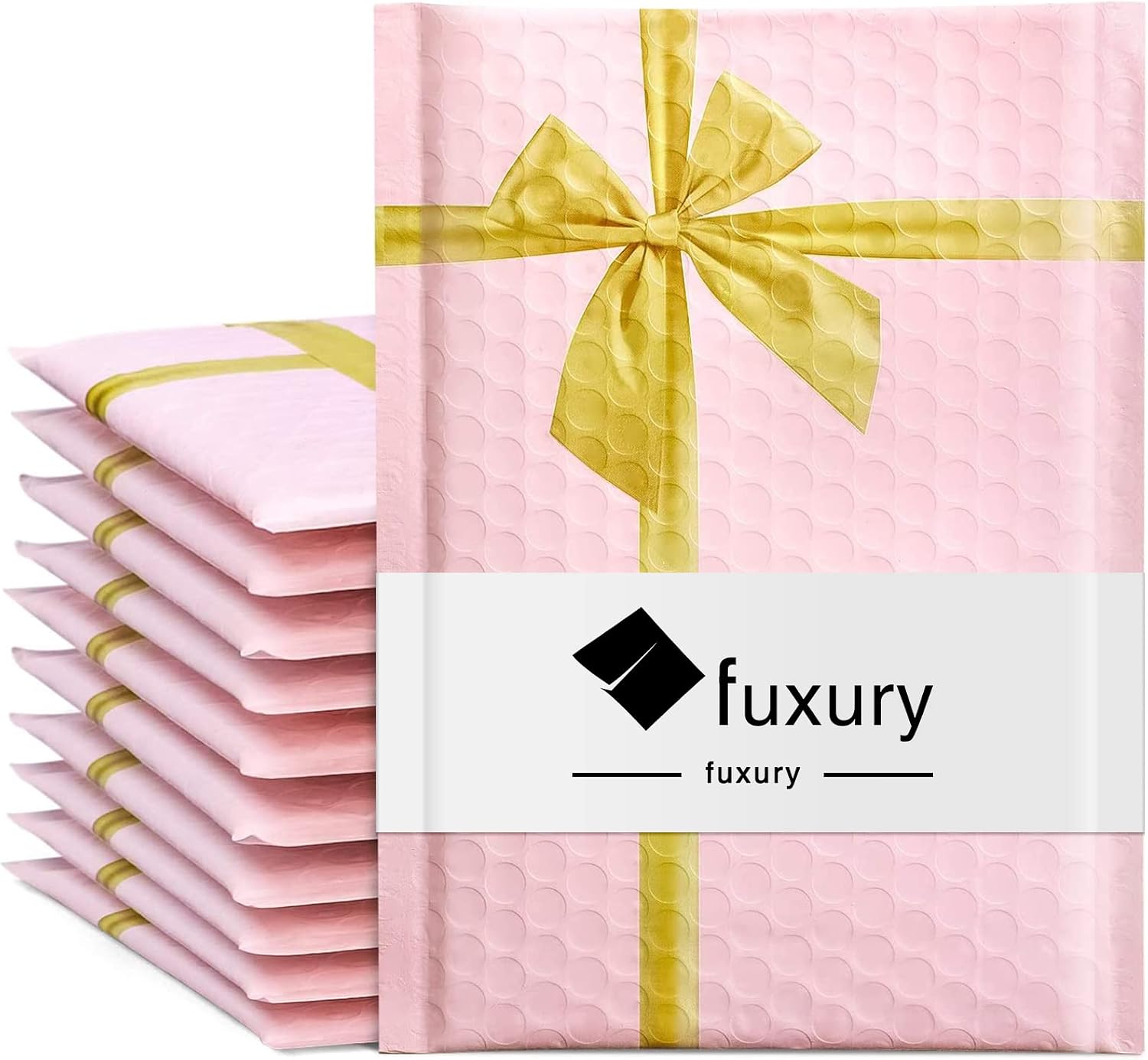 Fuxury #0 6x10" 25PCs Gift Poly Bubble Mailers, Designer High-Grade Pearlescent Pink Self Seal Mailing Padded Envelopes with Bubble Lined Wrap