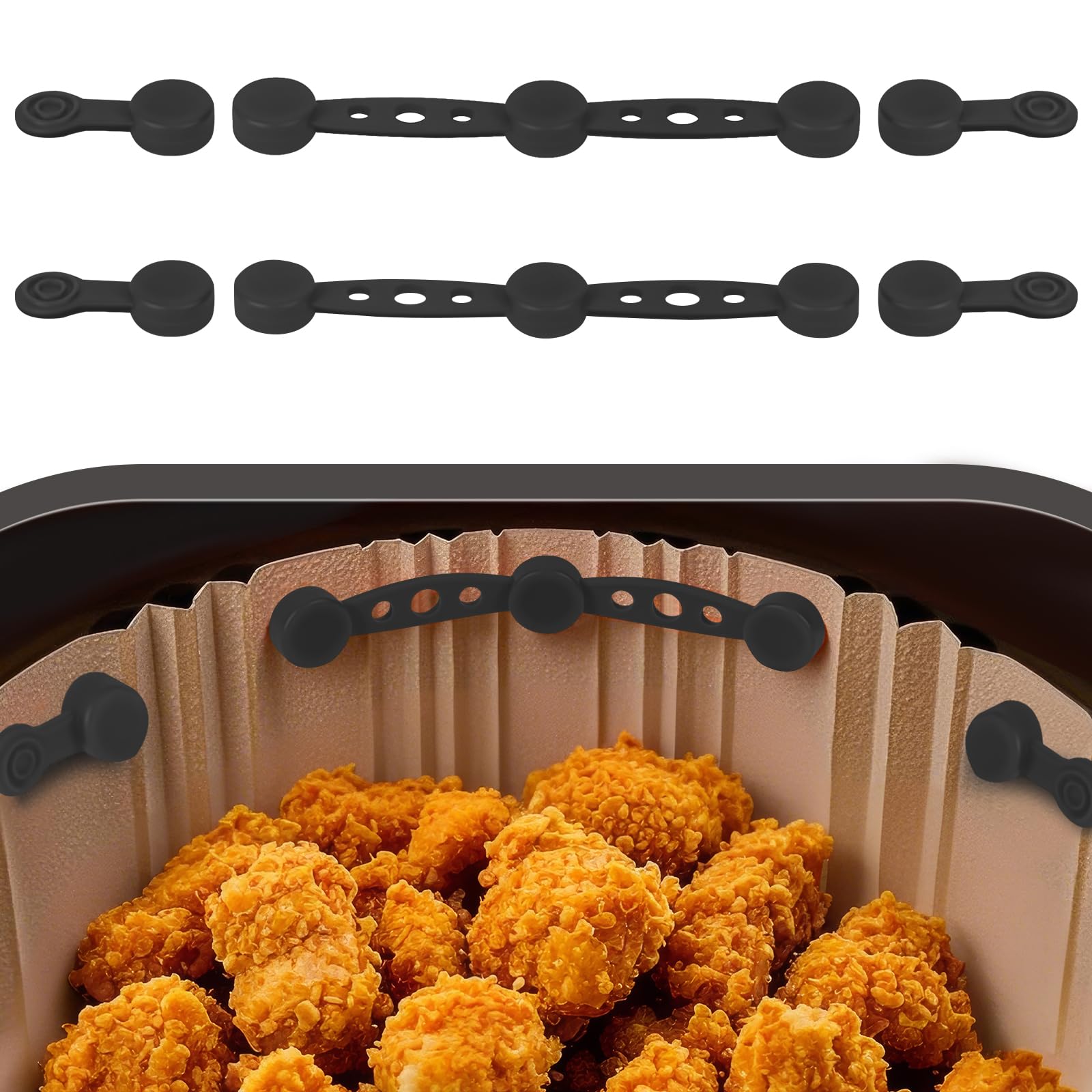 Airfryer siliconen magneetklemmen - 4 stuks hittebestendige veiligheidsgespen | Veilig perkamentpapier en voeringen | Hittebestendige keukenaccessoires voor appartementsbewoners