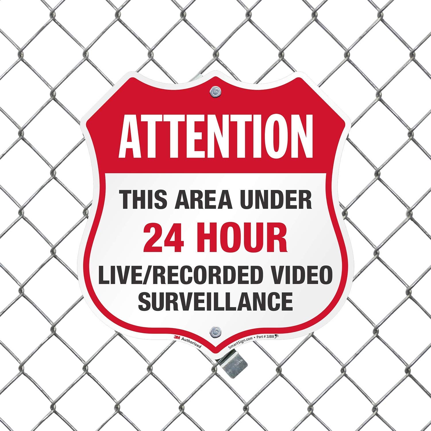 SmartSign "Attention - This Area Under 24 Hour Live/Recorded Video Surveillance" Sign | 12" x 11.5" 3M Engineer Grade Reflective Aluminum, Made in USA