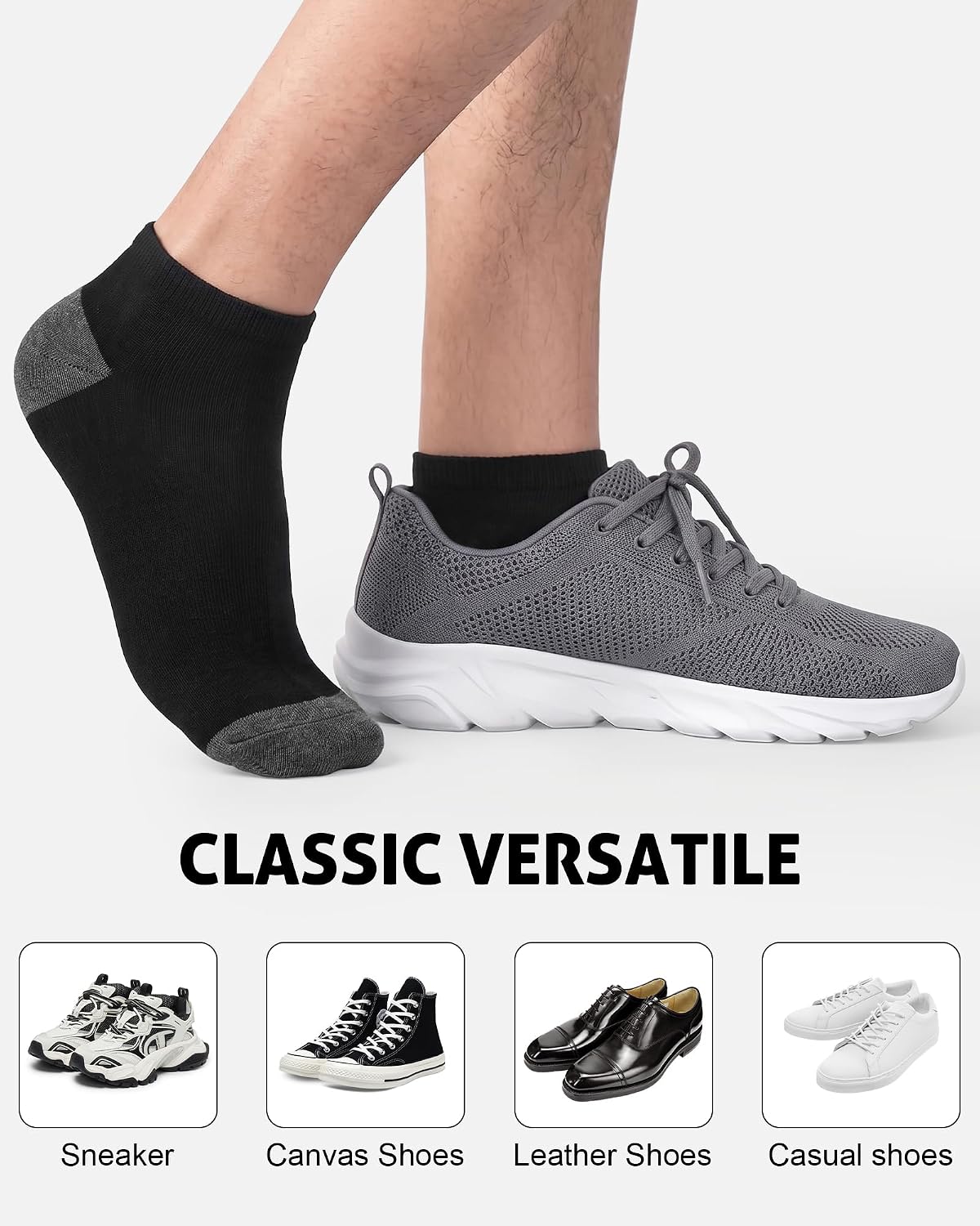 15 Pairs Mens Ankle Socks, Lightweight Thin Low Cut Socks