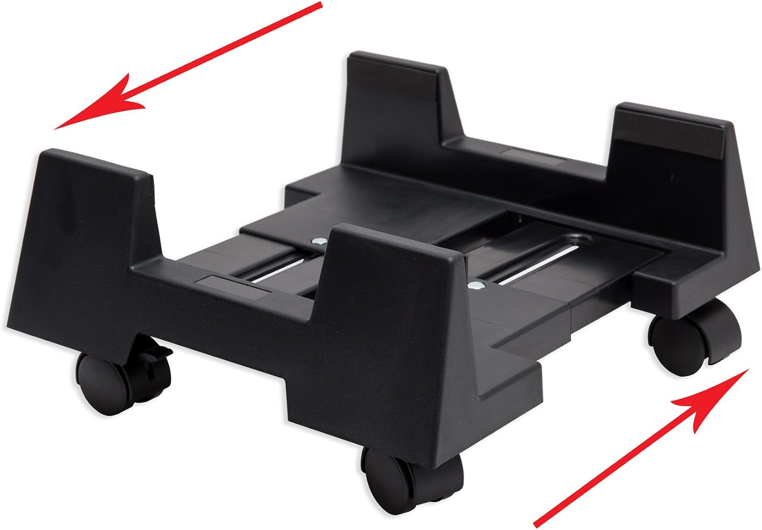 IO CREST Mobile Desktop Tower Computer Floor Stand Rolling Caster Wheels with Support Walls and Adjustable Width from 6" to 10"