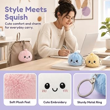 3Pcs Dumpling Squishy Set, Cute Keychain for On-the-Go Fun
