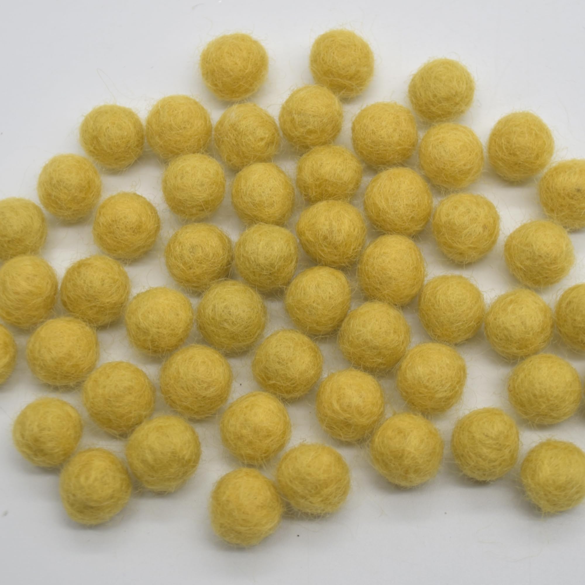 Oriental Direct based in Yorkshire 100% Wool Felt Balls - 50 Felt Balls - 1cm - Light Mustard Yellow