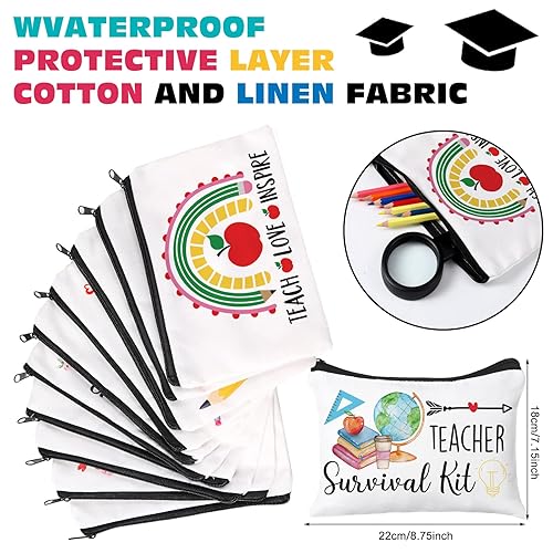 Miniatura 2 de Irenare 30 bolsas de maquillaje para profesores, bolsa de cosméticos de graduación, estuche de lápices, bolsa de lona de viaje con cremallera para