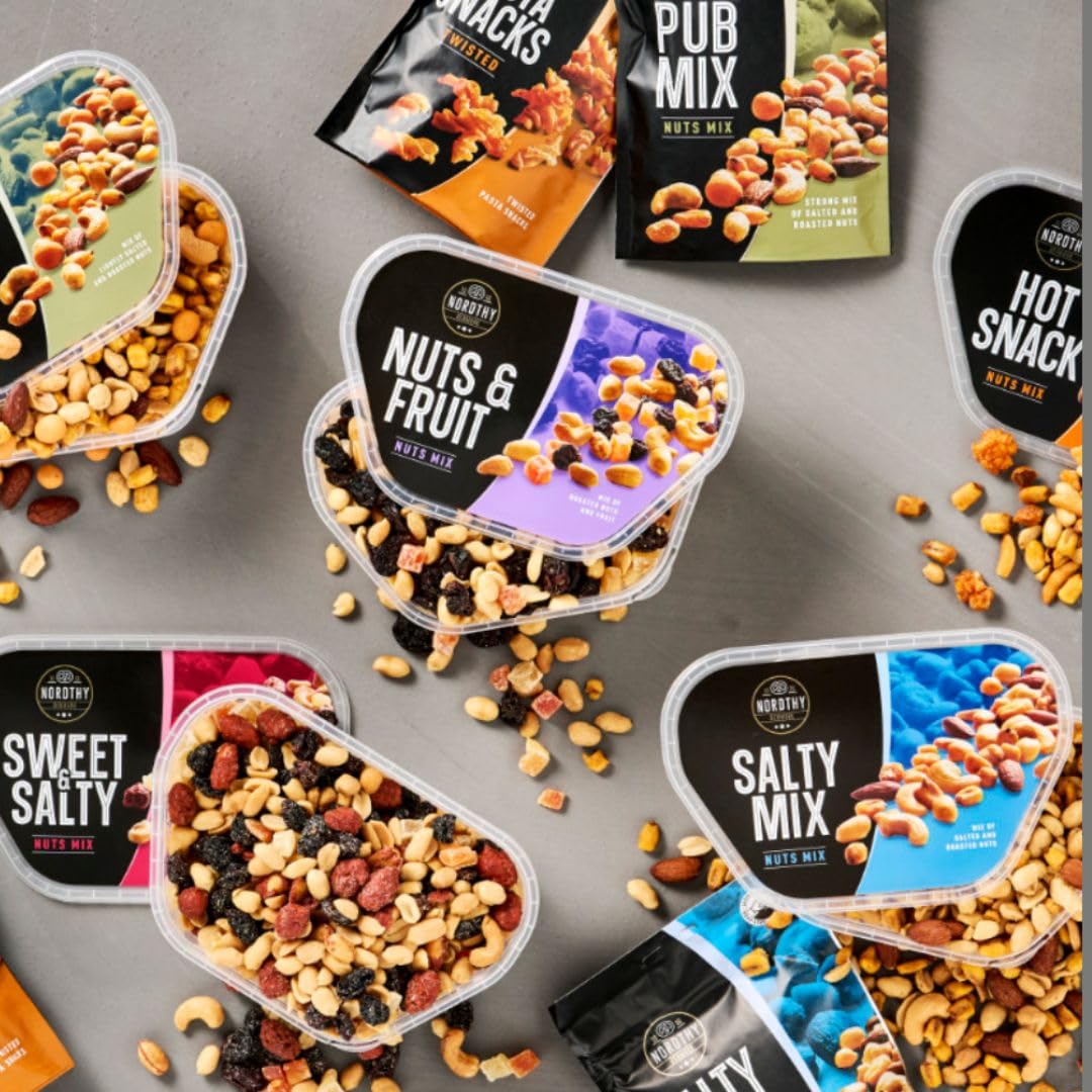 Nordthy Pub Mix 3×450 g | Herzhafter Party-Snackmix mit Nüssen, Salzgebäck & Crunch | Vorratspack 1,35 kg | Ideal für Party, Büro & Filmabend | Dänische Marke