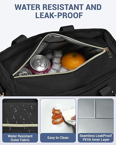 Miniatura 6 de RalChyez Lonchera para mujer, bolsa de almuerzo grande a prueba de fugas para adultos, bolsa de almuerzo aislada con bolsillo de almacenamiento para