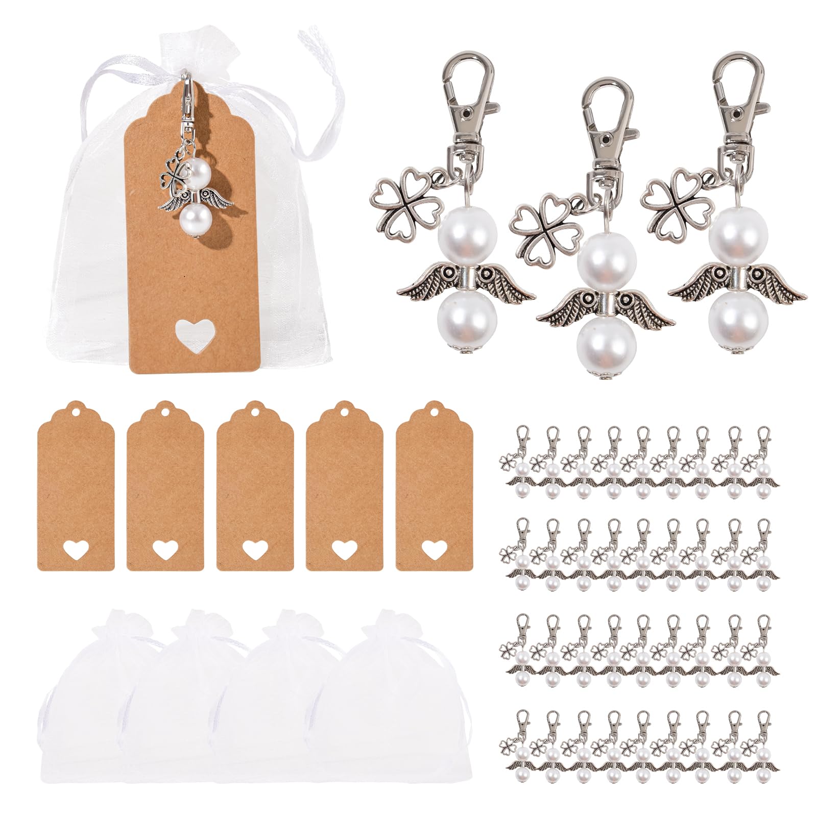 ARTESTAR 30 Piezas Boda Bautizo Llavero Ángel Colgante Recuerdos de comunion para Invitados Angel de la Guarda Colgante para Comunión Bautizo Boda Decoracion Niños Niña