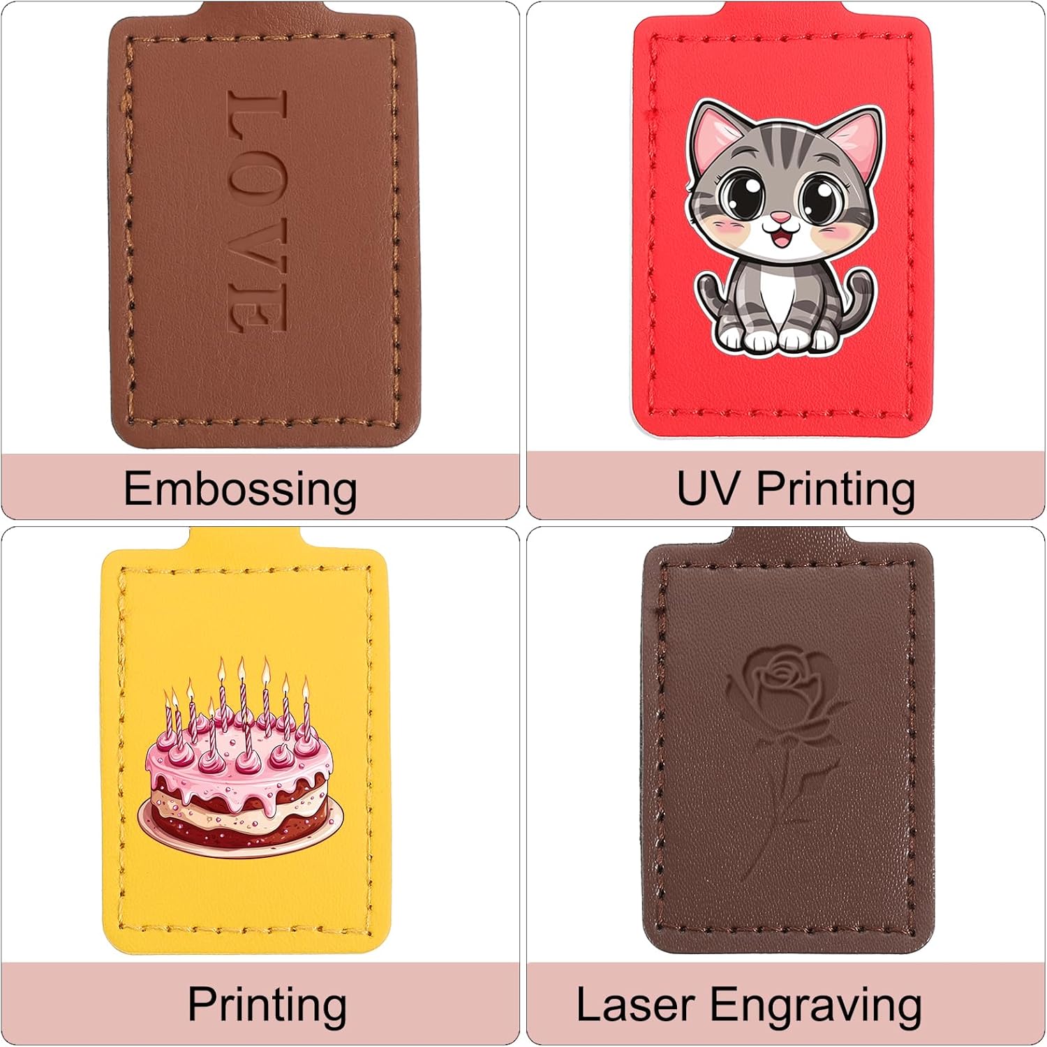 PATIKIL Sublimation Blank Keychains, Rectangle Leather Keychain Blanks Double Side Heat Transfer Key Chains - Image 3