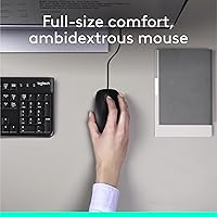 Vista 3 de Logitech MK120 – Combo de teclado y ratón con cable para Windows, ratón óptico con cable, tamaño completo, USB, compatible con PC, portátil - Negro