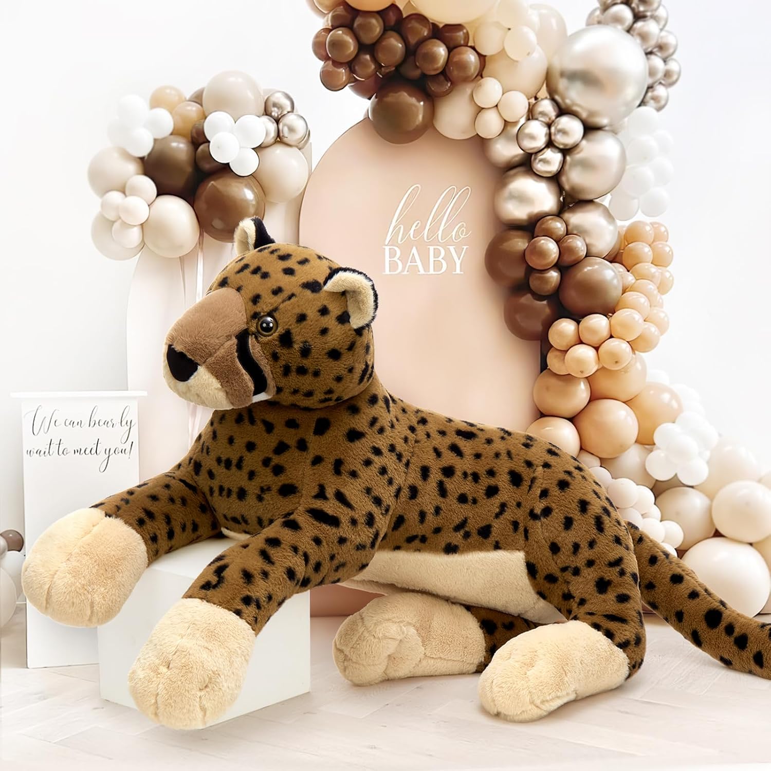 MaoGoLan Large Cheetah Stuffed Animal, Giant Cheetah Plush Toy for Girl Boy, Ridable Stuffy Leopard for Kid, Stuffed Leopard Plush Pillow for Valentines Birthday Gifts Baby Shower Party Favor 53 inch