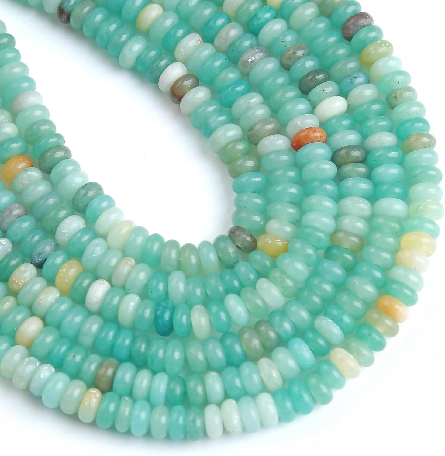 150PCS 2x4mm Natural Amazonite Rondelle Beads Abacus Disk Stone Beads Round Loose Spacer Gemstone Beads for DIY Bracelet Necklace Jewelry Making - Image 2