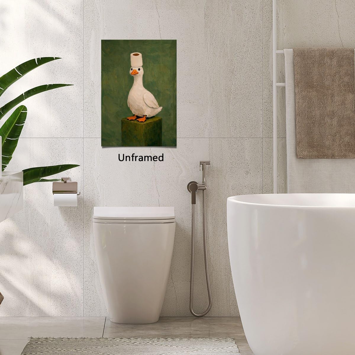 incstirup Vintage Funny Animal Wall Art-Duck Bath Poster For Children'S Room Decor-Cute Duck Art Canvas Print Picture For Home Living Bedroom Bathroom Decor
