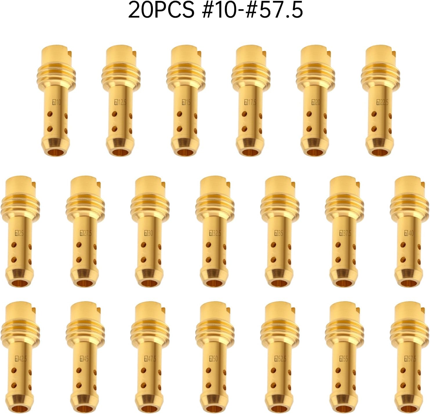 Windance 20pcs/Box Carburetor Slow Jet Kit,High Precision Brass Nozzle Fit for Mikuni VM TM Carburetor VM22/210 with 5 pcs Cleaning Needles, 5 pcs Brushes, Carb Pilot Jet (#10 - #57.5)