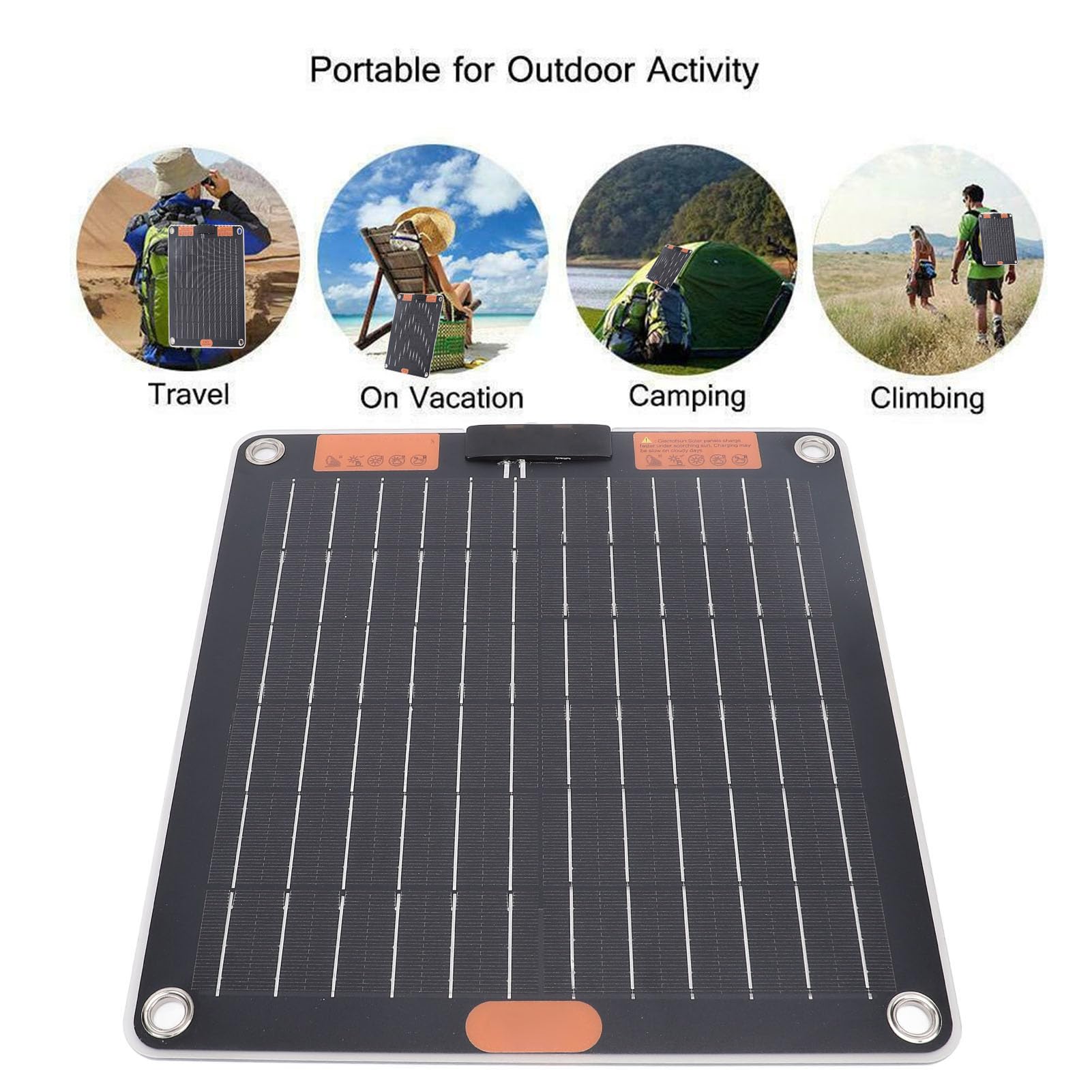 Pannello Solare a Doppia Uscita da 20 W Portatile per Campeggio da Viaggio - Ricarica Solare Ultra Sottile 5V 2A per Esterno -enthusiasten