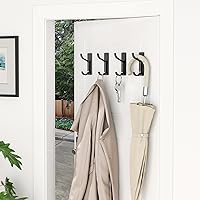Vista 8 de pickpiff - Ganchos adhesivos de pared para abrigos - Colgador resistente de puerta, gancho de metal para colgar toalla, bolso, bata, mochila, Negro