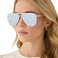 Vista 4 de DIFF Tahoe - Lentes de sol de aviador de gran tamaño para mujer, protección UV400, marcos dorados