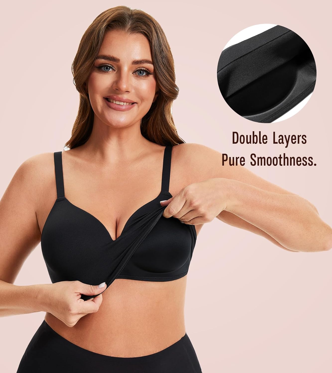 DotVol Women's Wirefree Full Coverage Comfortable Plus Size Everyday T-Shirt Bra - Image 4