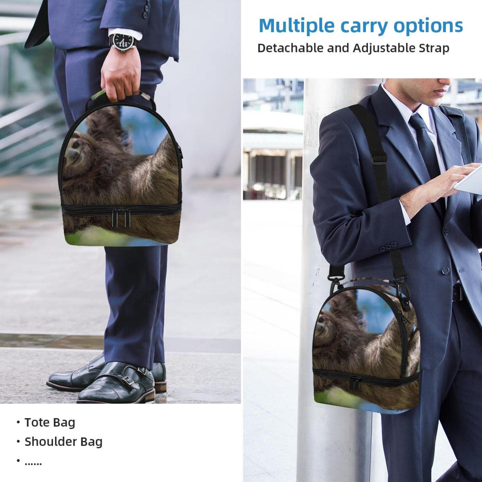 Borsa Frigo Pranzo Kato Doppio Scomparto | Porta Pranzo Isolata Uomo Donna Ufficio - Carbonio