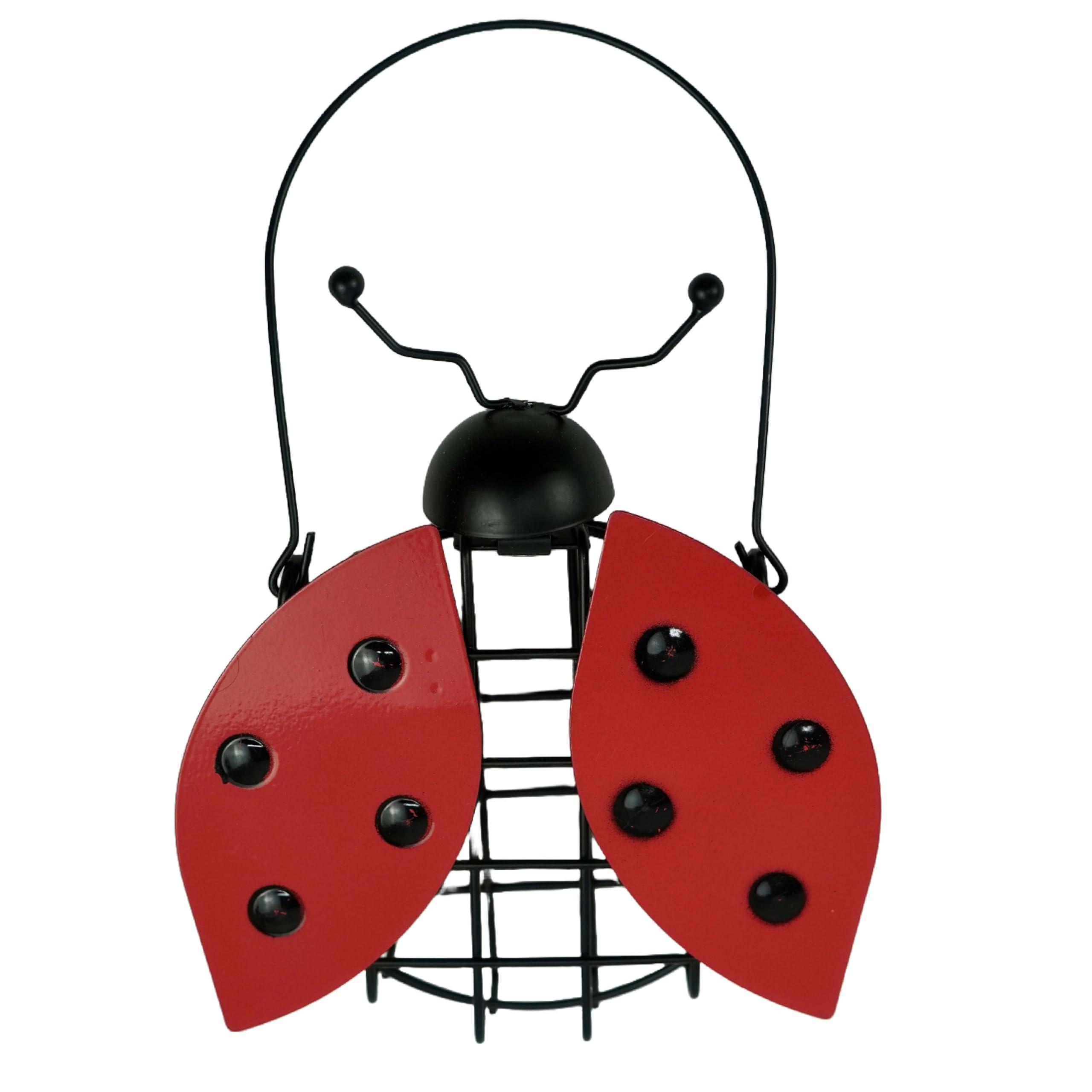 DIVCHI Bee & Ladybird Shaped Hanging Bird Feeder β Decorative Feeder for Garden, Yard, or Balcony β Ample Feeding Space, Easy to Refill, Durable Metal Construction (Red Lady Bird)