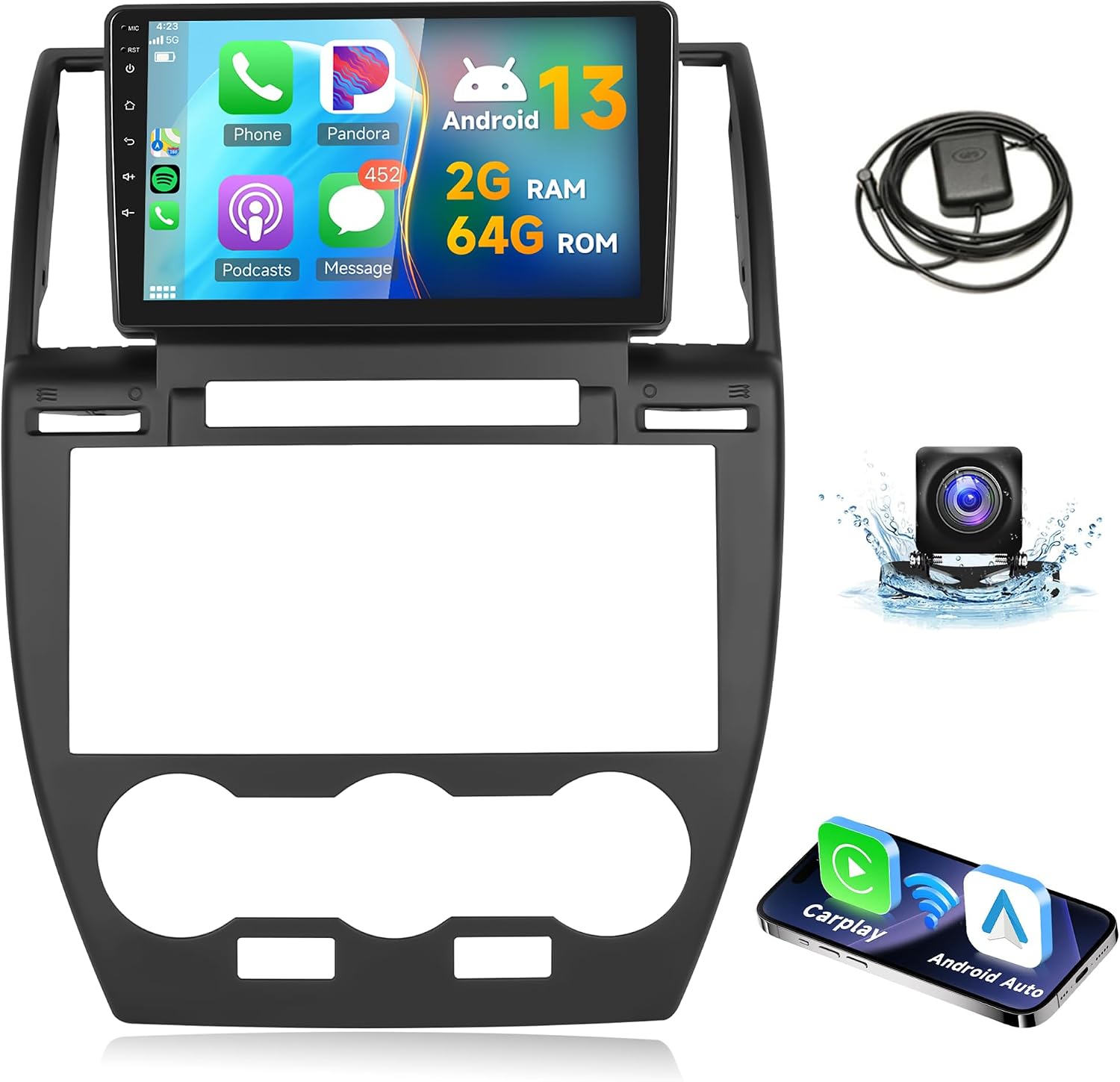 Cornice Nera Per Freelander Mascherina Autoradio 2 DIN Per Land Rover Freelander Restyling 2004-2006 – MS328, Colore Nero