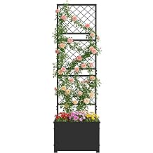 aboxoo 52" Metal Planter Box with Privacy Screen Trellis Raised Bed