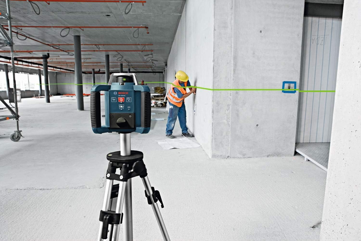 Suреr Sаlе 🛒 BOSCH Self-Leveling Green Rotary Laser with Layout Beam GRL300HVG , Blue