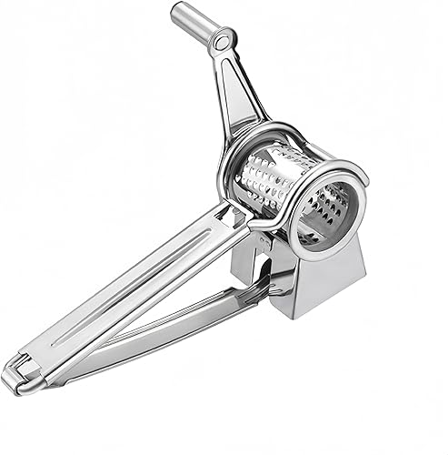 Rallador de queso giratorio manual, rallador de queso giratorio de acero inoxidable 304, triturador de queso de manivela para parmesano, cheddar,