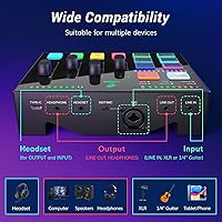 Vista 4 de TONOR Audio Interface and Microphone Set, Podcast Equipment Bundle, USB Audio Mixer with RGB, XLR Dynamic Microphone with Studio Sound Quality