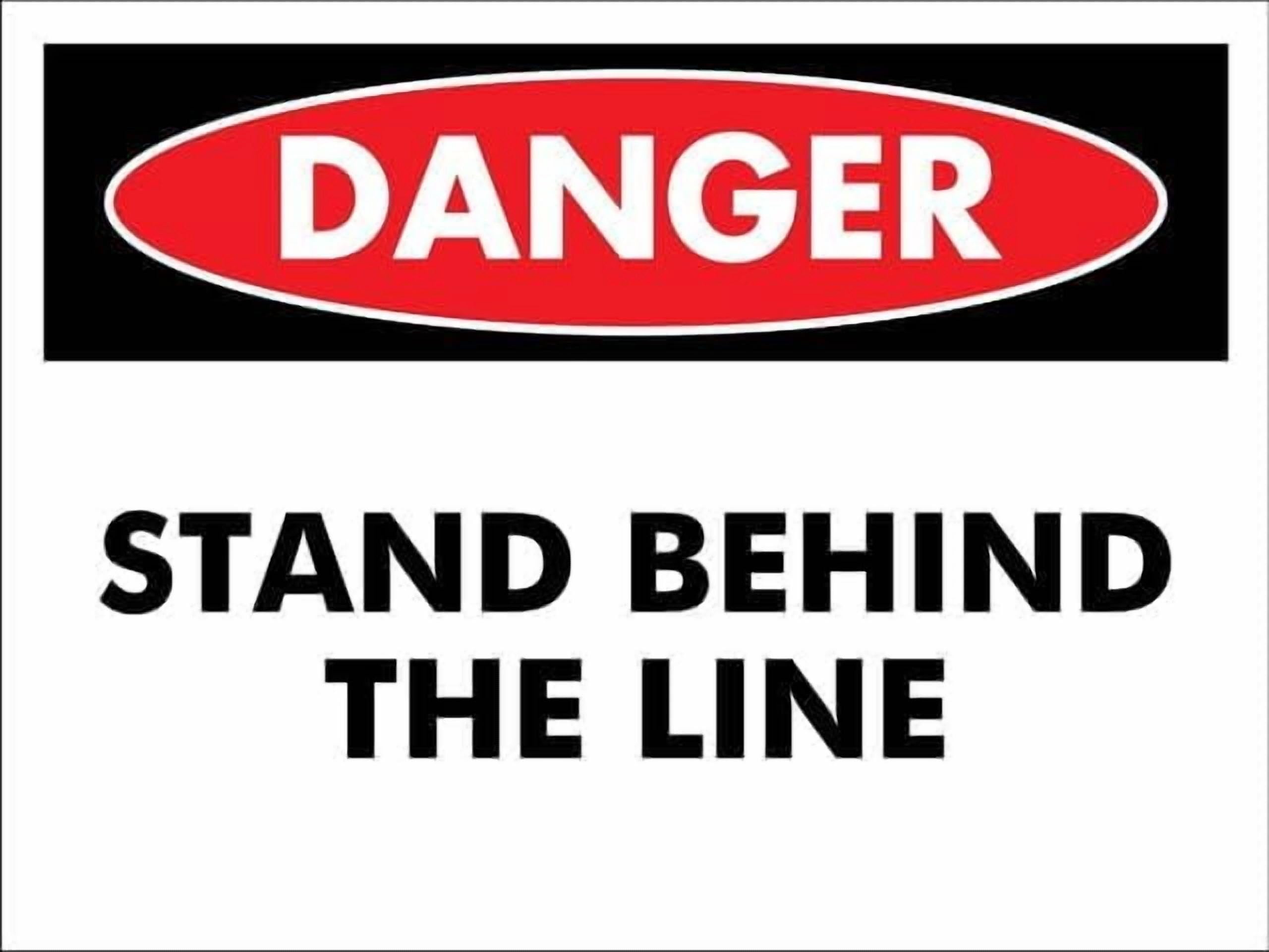 (2-Pack) Metal Tin Sign Danger Stand Behind The Line Sign 12"X8" Rust Free,Indoor & Outdoor Use For Fence And Yard