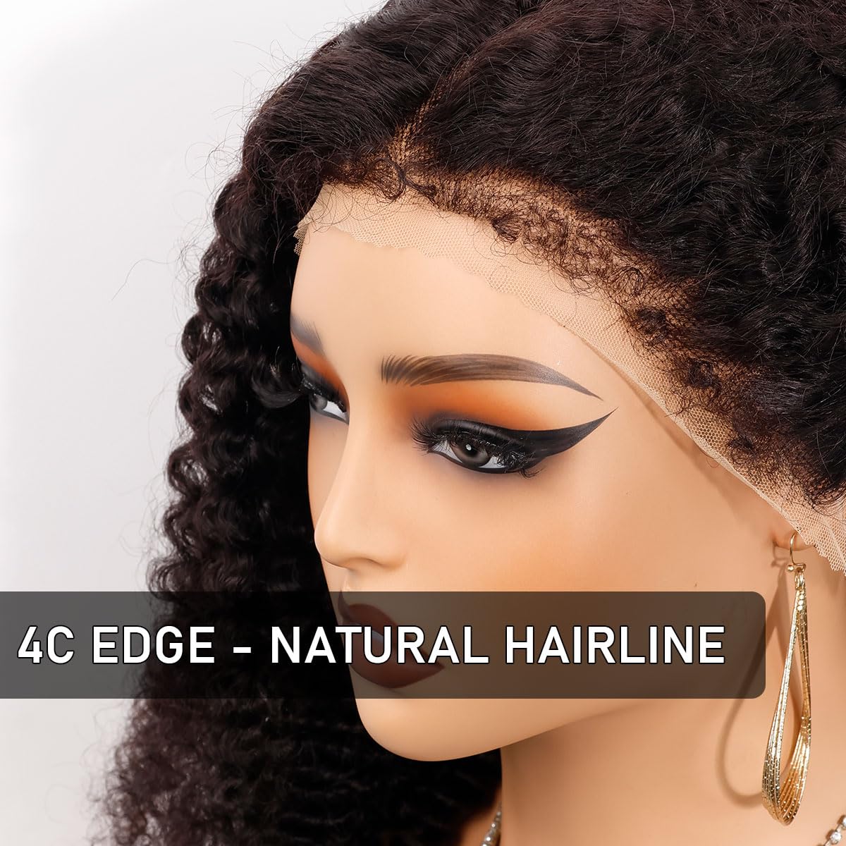 200% Afro Kinky Curly Wig Human Hair With 4C Edges Baby Hair Pre-Bleached Tiny Knots Layered Cut Wigs For Black Women Natural Color 13x6 HD Lace Front Wig 24 Inches