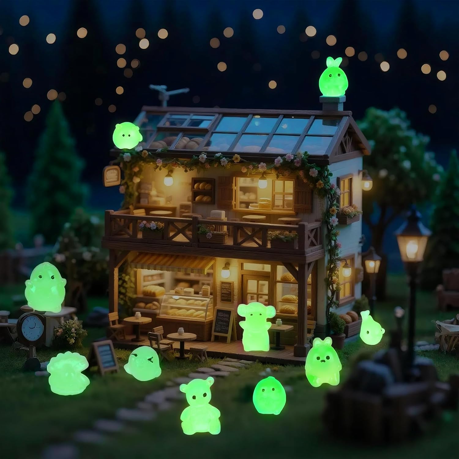 300 pcs Mini Resin Animals Blind Bags, Tiny Glow in The Dark Animal Resin Models, 50+ Animal Combination Sets for Adults, Miniature Animal for Fairy Garden, Dollhouse, DIY Craft Decor