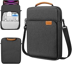 TiMOVO 13 Inch Tablet Case Bag with Shoulder Strap for iPad Air 13", iPad Pro 13", iPad Pro 12.9", Galaxy Tab S9+/S9 Plus/S10+/S10 Plus/S9 FE+/S9 FE Plus 12.4", Black + Grey