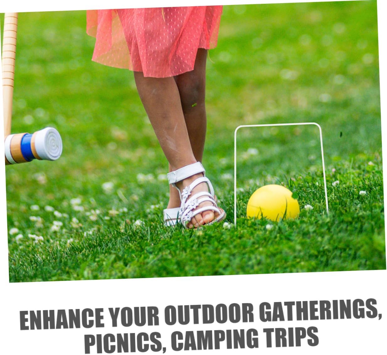 8pcs Lawn Game Accessories Wire Football Goal Outdoor Sports Games Croquet Metal Hoops Family Fun