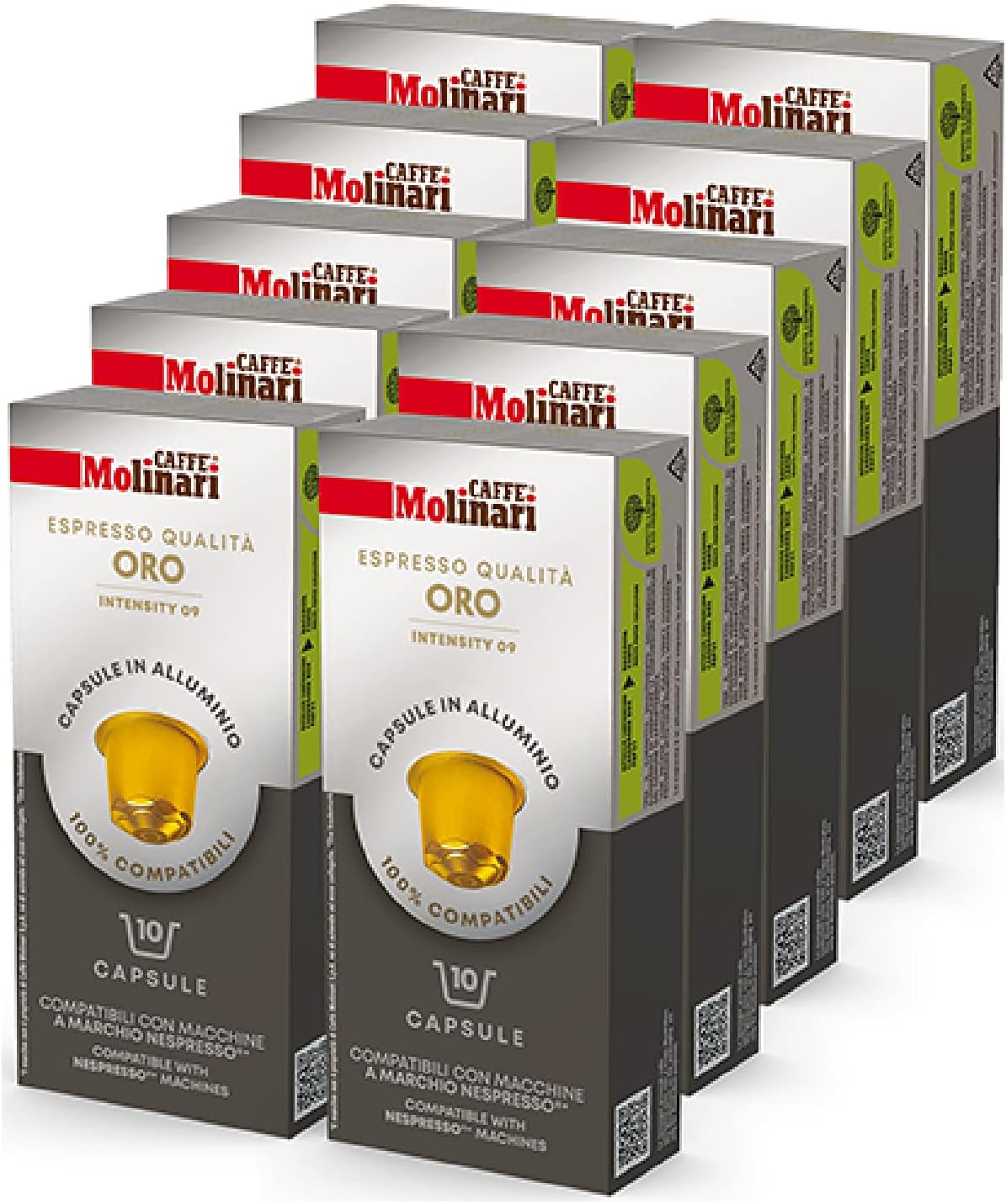Molinari Caffe’ Espresso Intenso | Imported Italian espresso coffee Aluminum compatible | 100 count