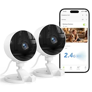 GNCC Cameras for Home Security,Indoor Security Cam,Dog Camera with Phone App,1080P Motion Detection,2-Way Audio,Night Vision,Cloud & SD Card Storage, Works Alexa,Easy Install,Only 2.4G WiFi (2-Pack) - Amazon product rated Grade A