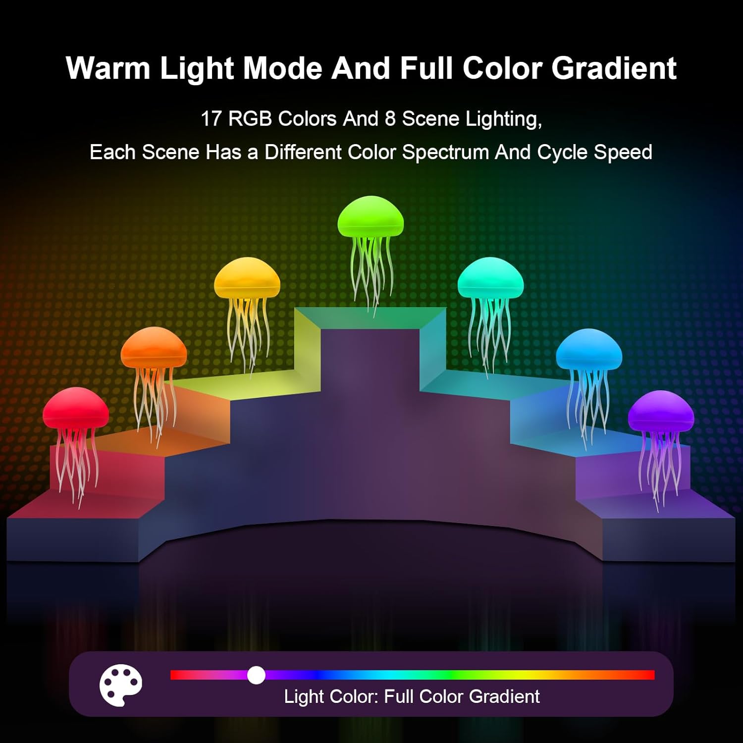 Upgraded Silent Jellyfish Lamp, Jelly Fish Light Lamp with Dancing Legs, Voice Control Jellyfish Night Light, Jellyfish Bedside Lamp for Bedrooms, Living Room and Christmas Gifts (with Base)