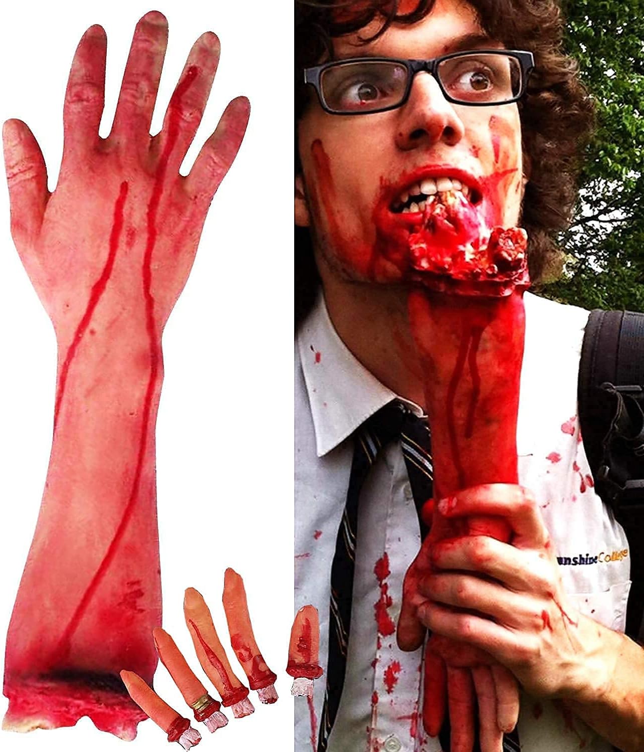 FULLSEXY Terror Severed Bloody Fake Arm Hand for Halloween Party Props Decorations