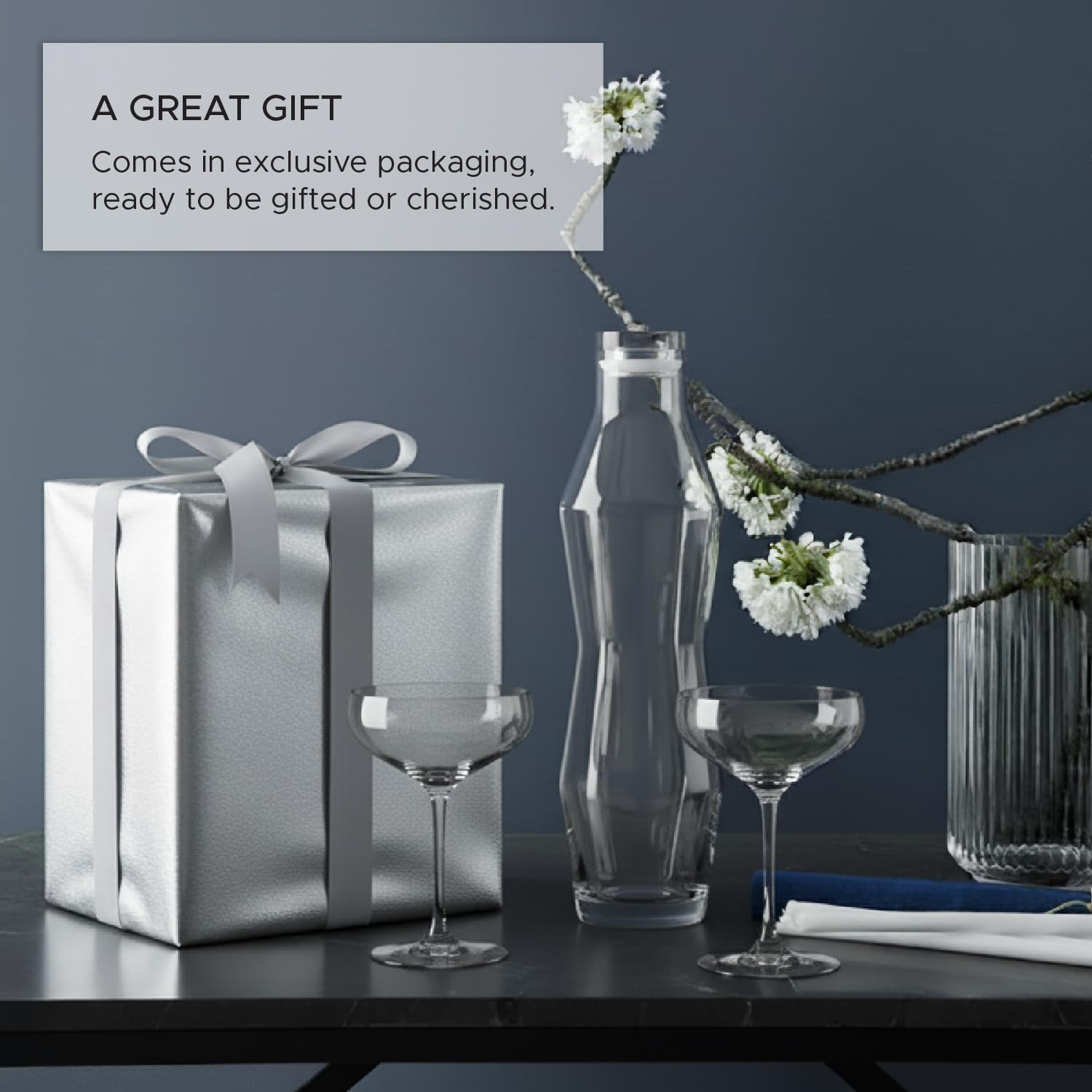 Holmegaard Perfection Martini Glass, Clear, 6.5" H x 4.2" D, 9.8 oz, Set of 6, Designed by Tom Nybroe, Gift Box Included