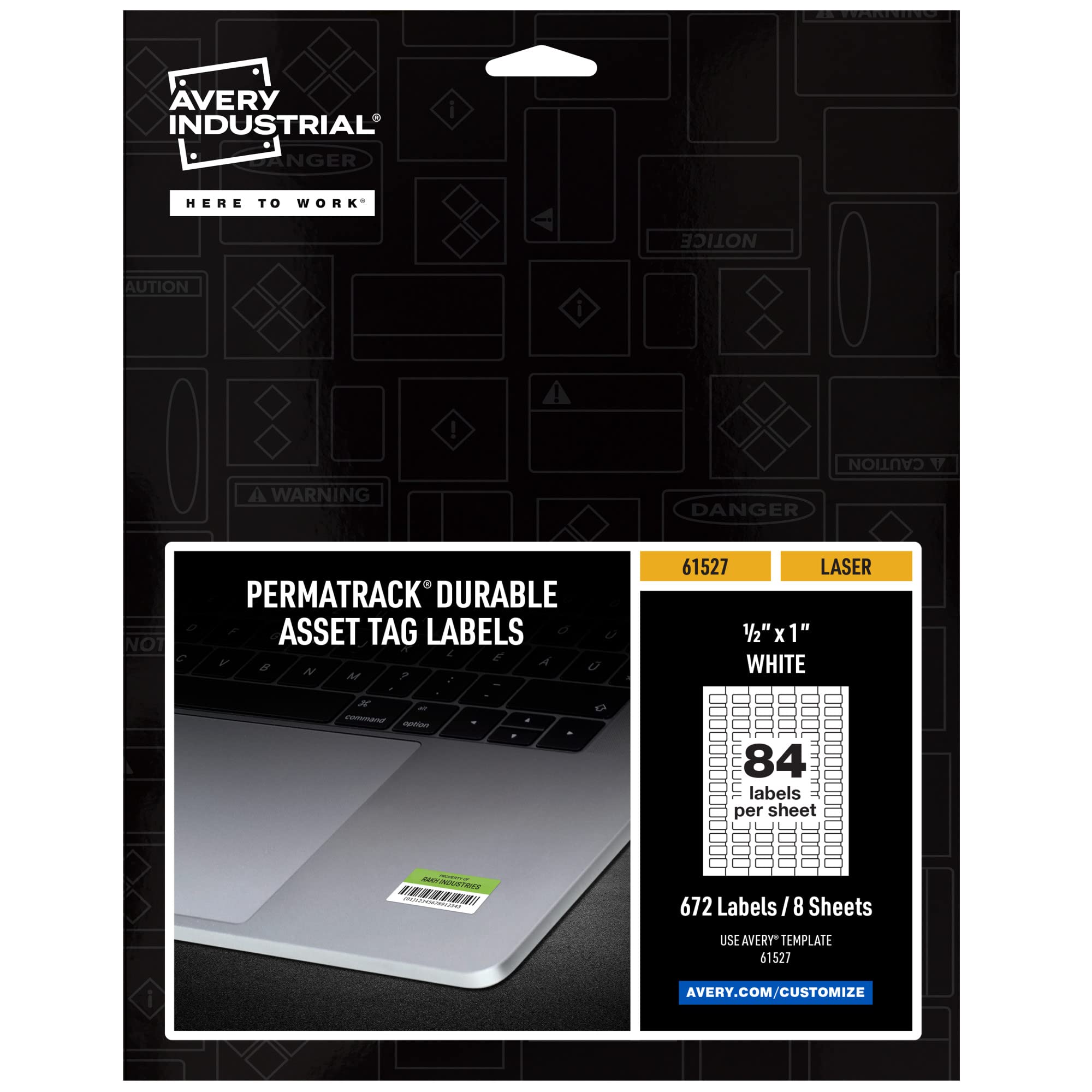 Avery White Asset Tag Labels, 1/2" x 1", Laser Printable Tags, 672 Waterproof Labels (61527)