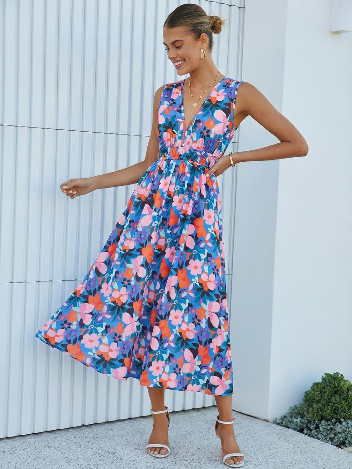 Women's Sleeveless Floral Maxi Dress 2026 Sundresses Spring Summer Wedding Guest - Image 4