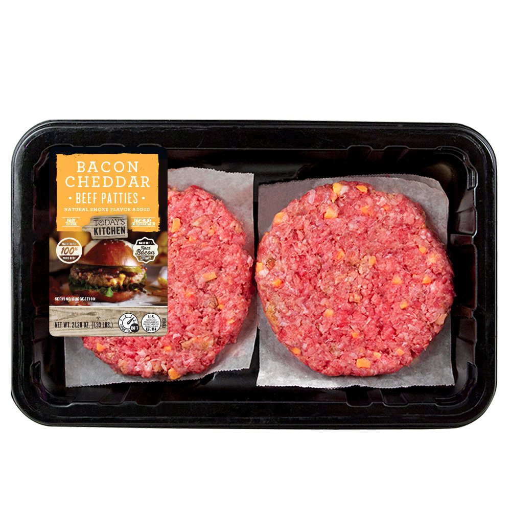 Today's Kitchen Bacon Cheddar Beef Patties, 1.33 lb